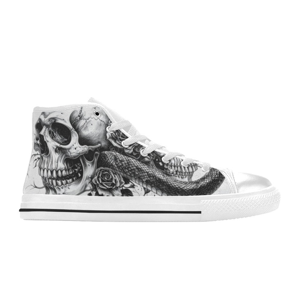 Skull & Butterfly Gothic Women's Dark Art High Top Canvas Shoes | Freaky Shoes®