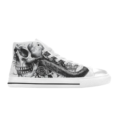Skull & Butterfly Gothic Women's Dark Art High Top Canvas Shoes | Freaky Shoes®