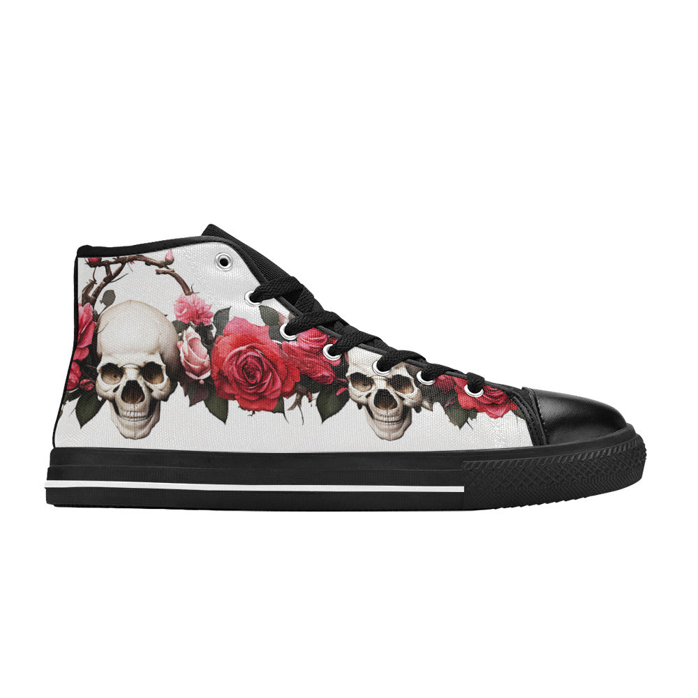 MEN'S Skulls Roses Deluxe 13 High Top Canvas Surreal Sneakers