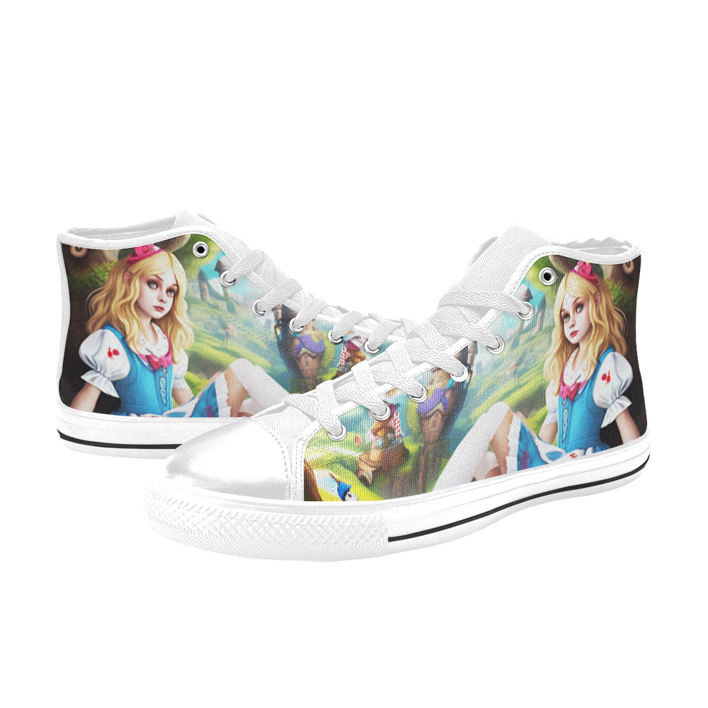 WOMEN'S Acid Creepy Wonderland Psychedelic High Top Canvas Grunge Custom Sneakers