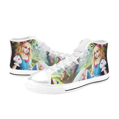 WOMEN'S Acid Creepy Wonderland Psychedelic High Top Canvas Grunge Custom Sneakers