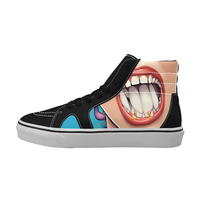 WOMEN'S Comic Mouth Art One High Top Skateboarding Vibrant Chaos Custom Shoes