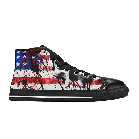 WOMEN'S Patriotic Splatter Art High Top Canvas Cottagecore Custom Sneakers