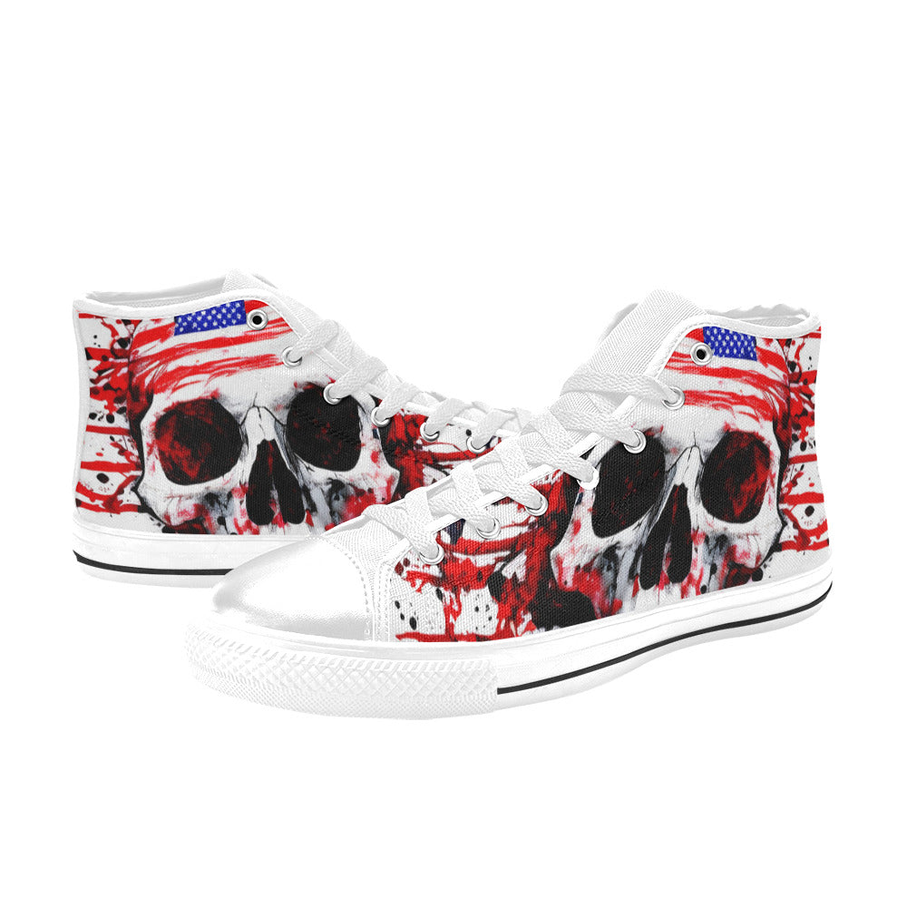 WOMEN'S Patriotic Splatter High Top Canvas Dark Academia Custom Sneakers