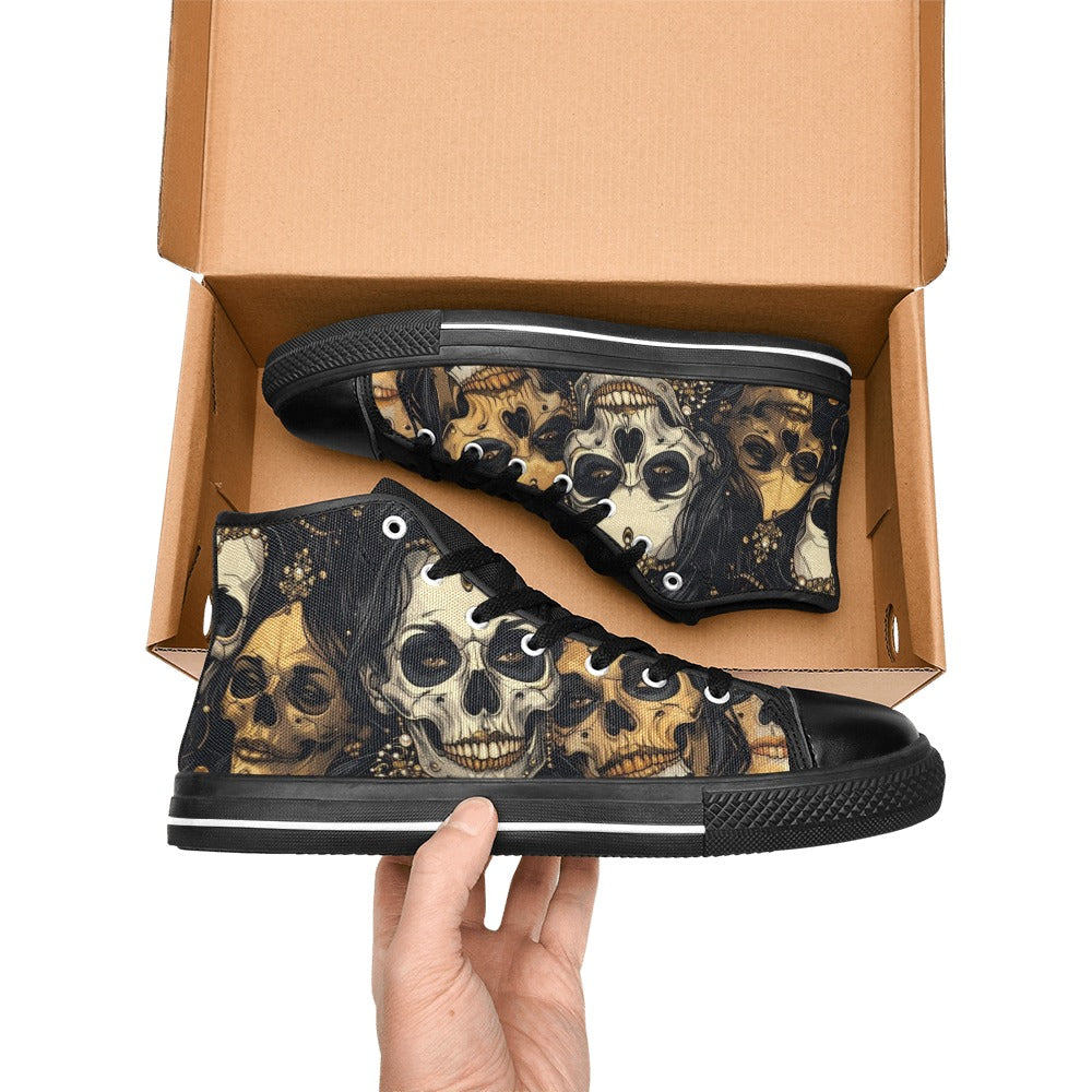 MEN'S Dark Glamour Skull Jewels High Top Canvas Aesthetic Shoes