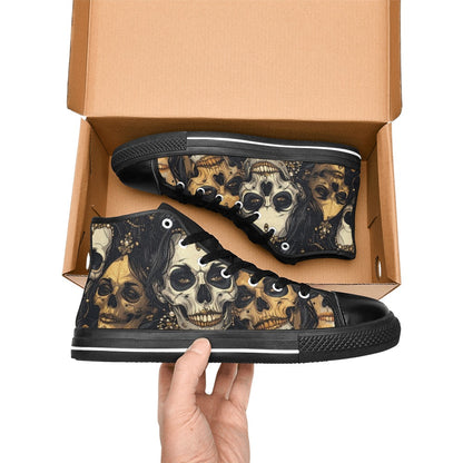 MEN'S Dark Glamour Skull Jewels High Top Canvas Aesthetic Shoes