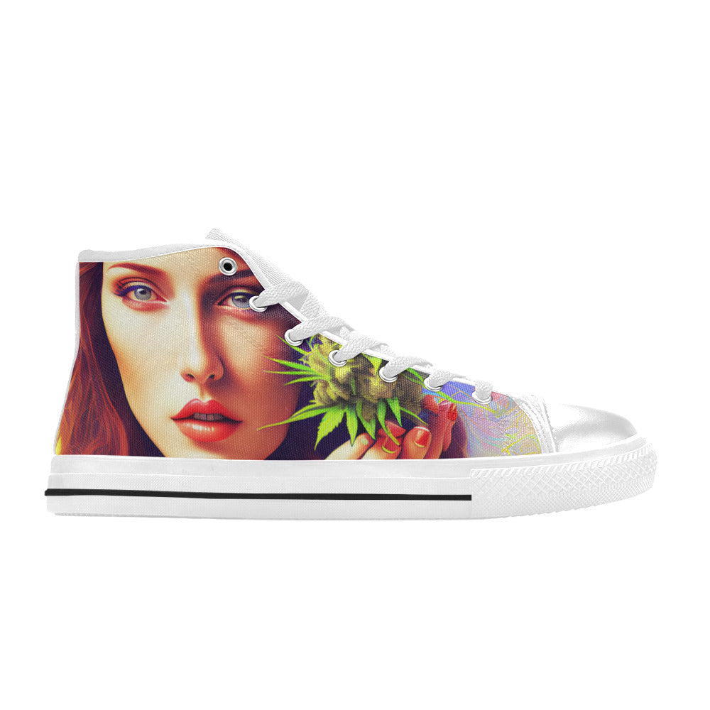 WOMEN'S 420 Woman High Top Canvas Neon Fantasy Custom Shoes