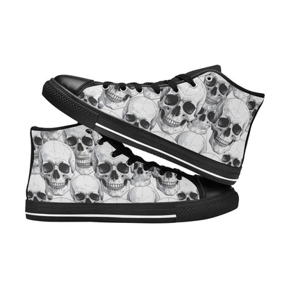 MEN'S Clean Skull Line Art High Top Canvas Dark Academia Custom Sneakers