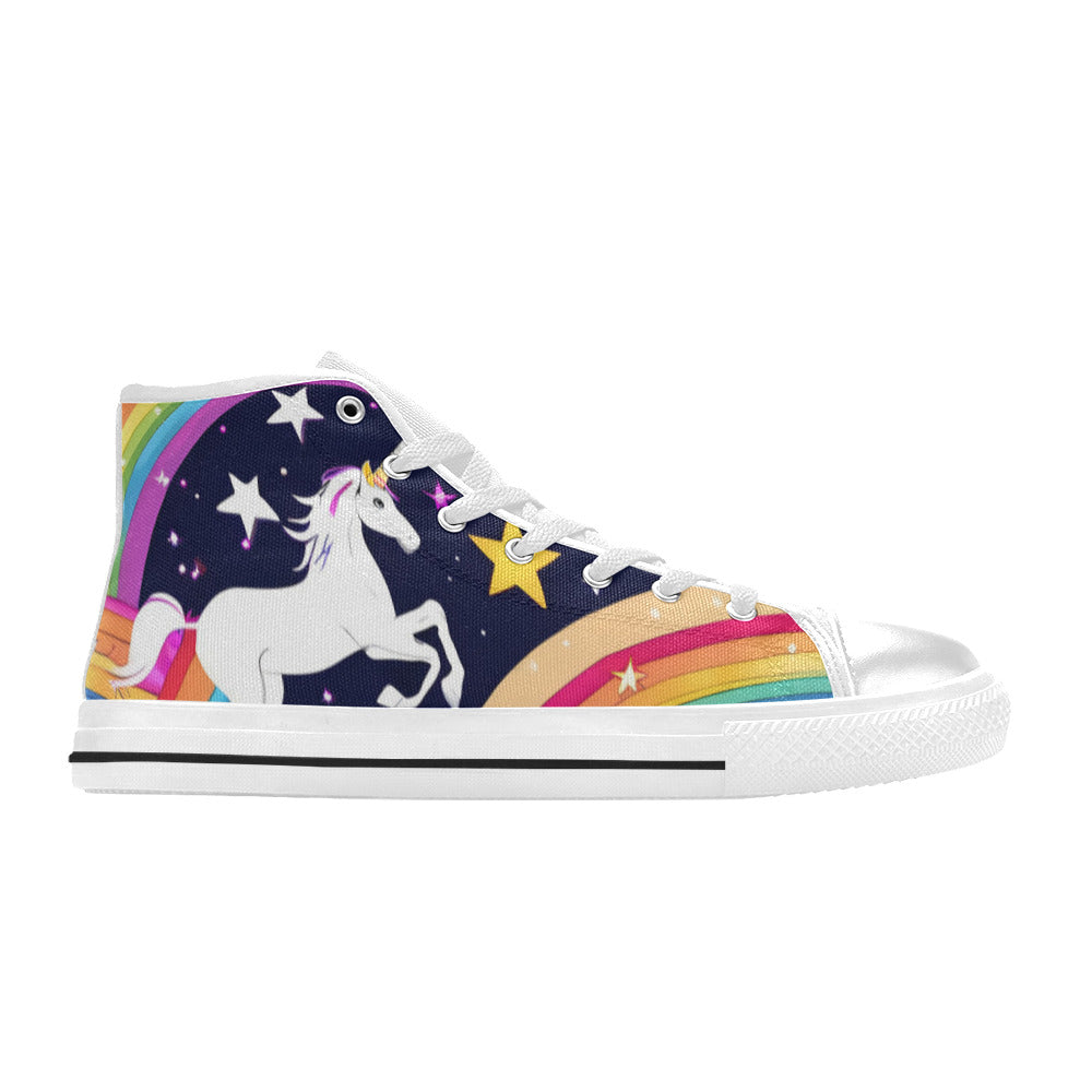 WOMEN'S Uncorns Everywhere High Top Canvas Dark Academia Sneakers