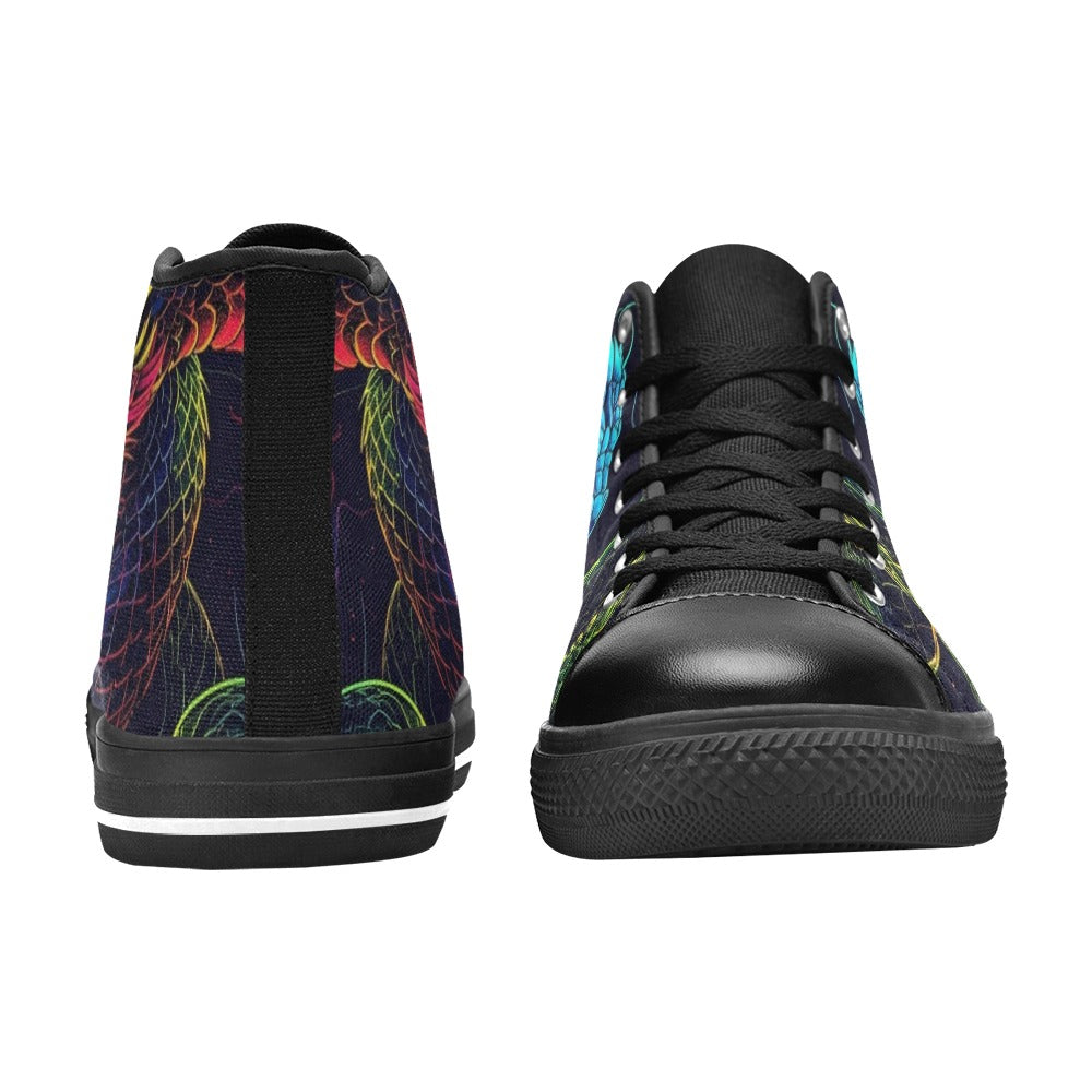MEN'S Electric Serpent Dream High Top Canvas Dark Academia Custom Shoes