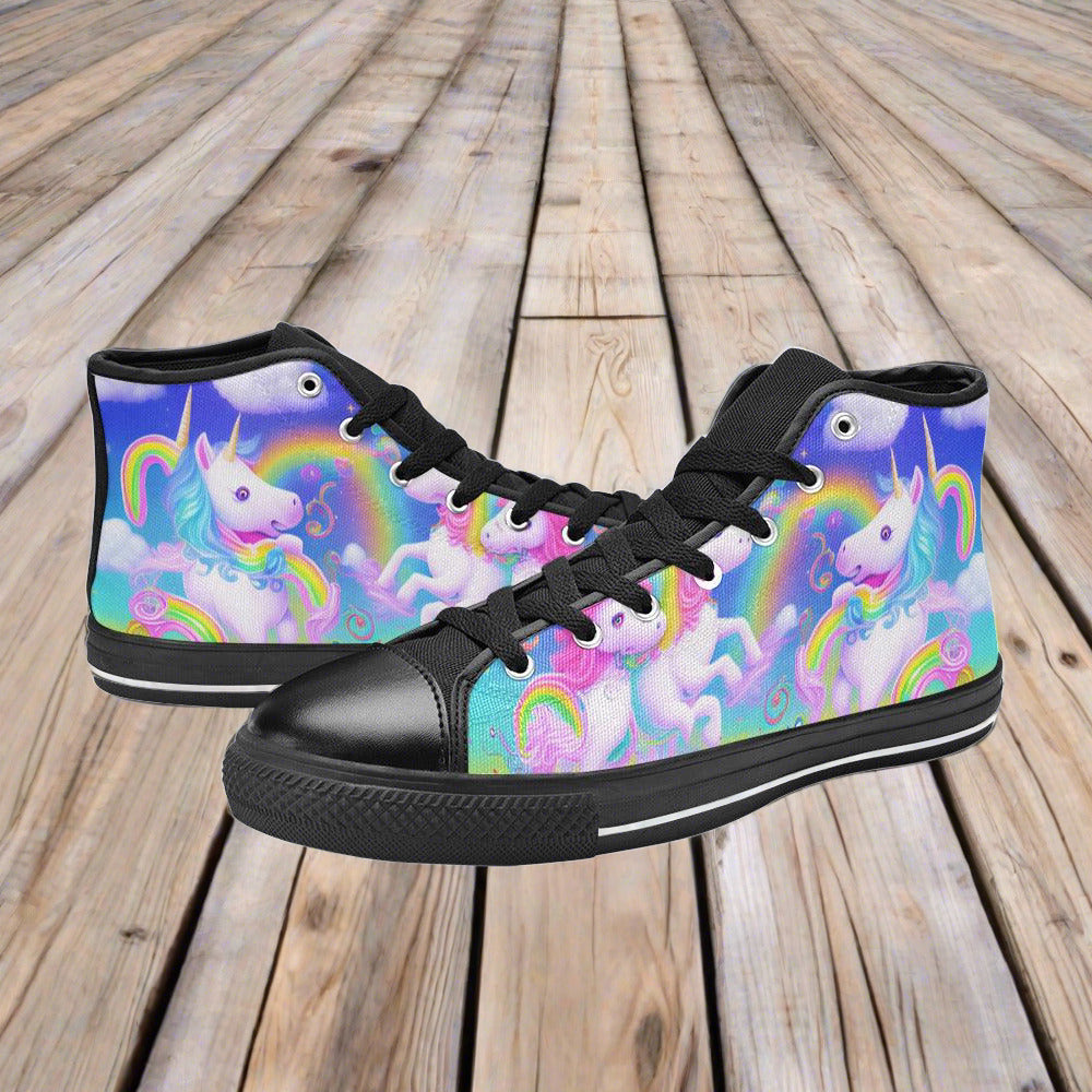 Cherry Blossom Purple Teal Wearable WOMEN Bold Art - Freaky Shoes | Custom Art Sneakers
