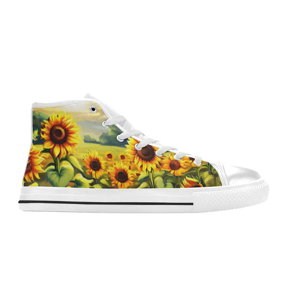 WOMEN'S Sunflowers Art 2 High Top Canvas Dreamcore Custom Sneakers