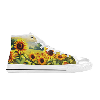 WOMEN'S Sunflowers Art 2 High Top Canvas Dreamcore Custom Sneakers