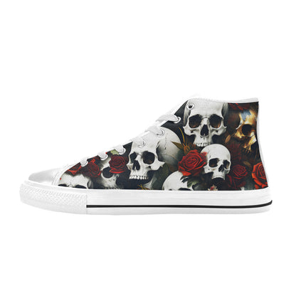 WOMEN'S Rose Skulls Dark 6 High Top Canvas Neon Fantasy Shoes