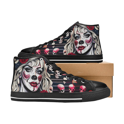 MEN'S Clown Woman Wearing Baseball High Top Canvas Aesthetic Custom Shoes