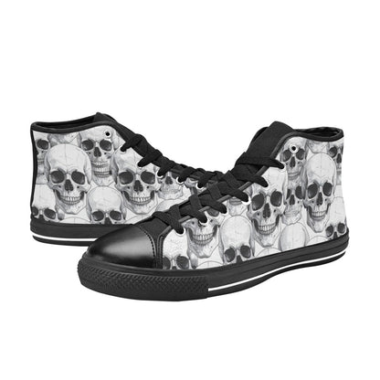 MEN'S Clean Skull Line Art High Top Canvas Dark Academia Custom Sneakers