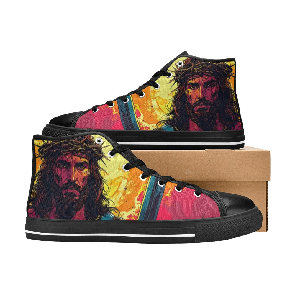 WOMEN'S Jesus_Ht_12 High Top Canvas Neon Fantasy Shoes