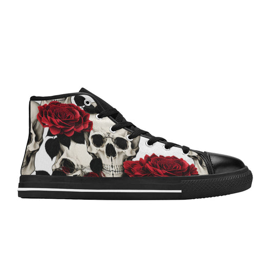WOMEN'S Skulls Roses Deluxe 6 High Top Canvas Neon Fantasy Custom Sneakers