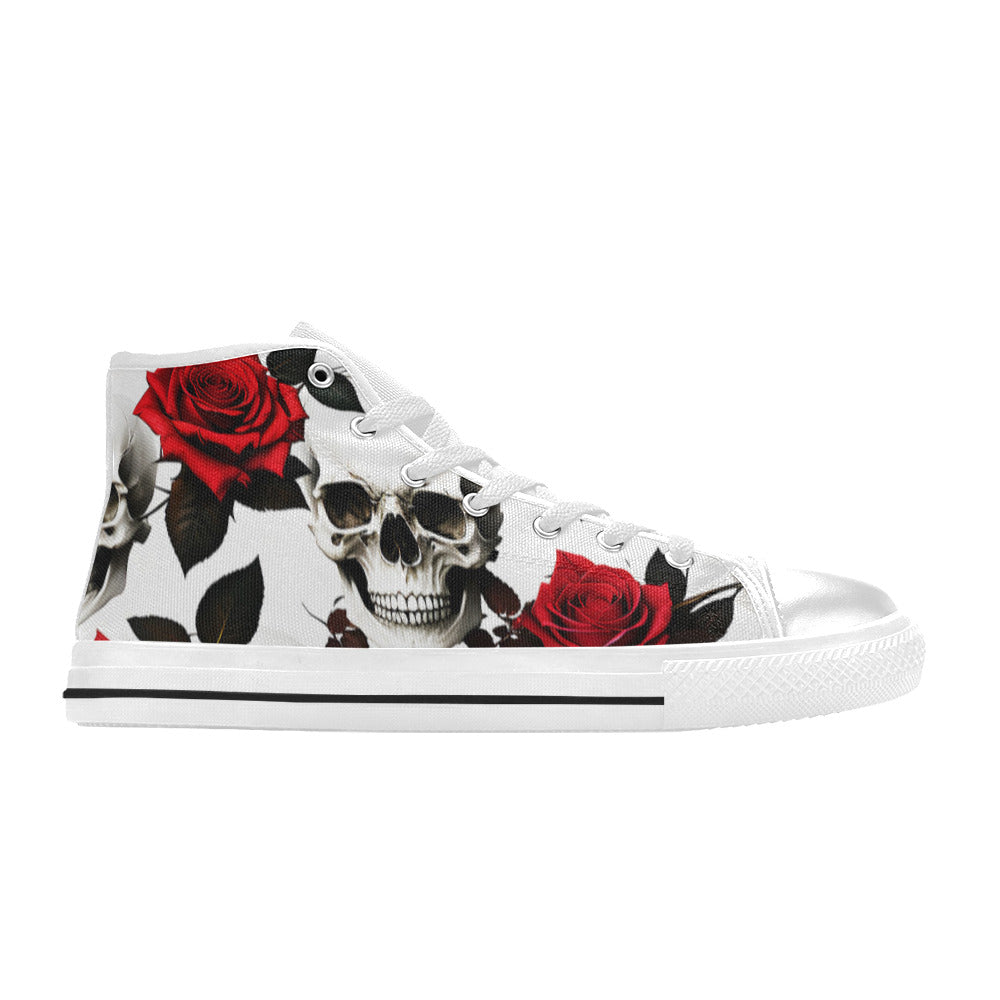 WOMEN'S Skulls Roses Deluxe 4 High Top Canvas Y2K Shoes