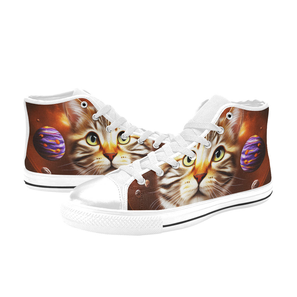 WOMEN'S Cc Space Cat High Top Canvas Dark Academia Custom Shoes