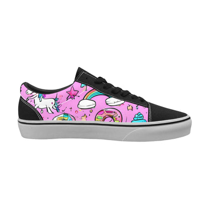 WOMEN'S Abstract Unicorn Art Low Top Skateboarding Grunge Custom Sneakers