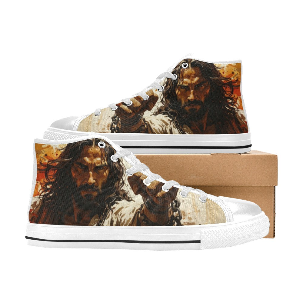 WOMEN'S Jesus_Ht_02 High Top Canvas Neon Fantasy Sneakers