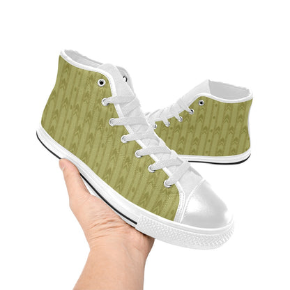 Liminal Horror High-Tops | Yellow Wallpaper Sneakers Kids' High Top Canvas Shoes-4 Sides (Model 017)