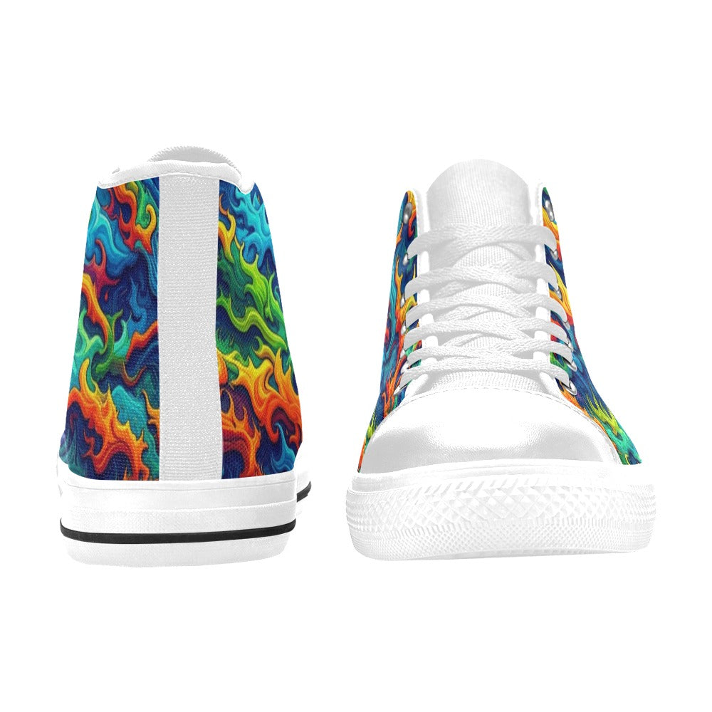 WOMEN'S Psychedelic Camo Rhythm High Top Canvas Neon Fantasy Shoes