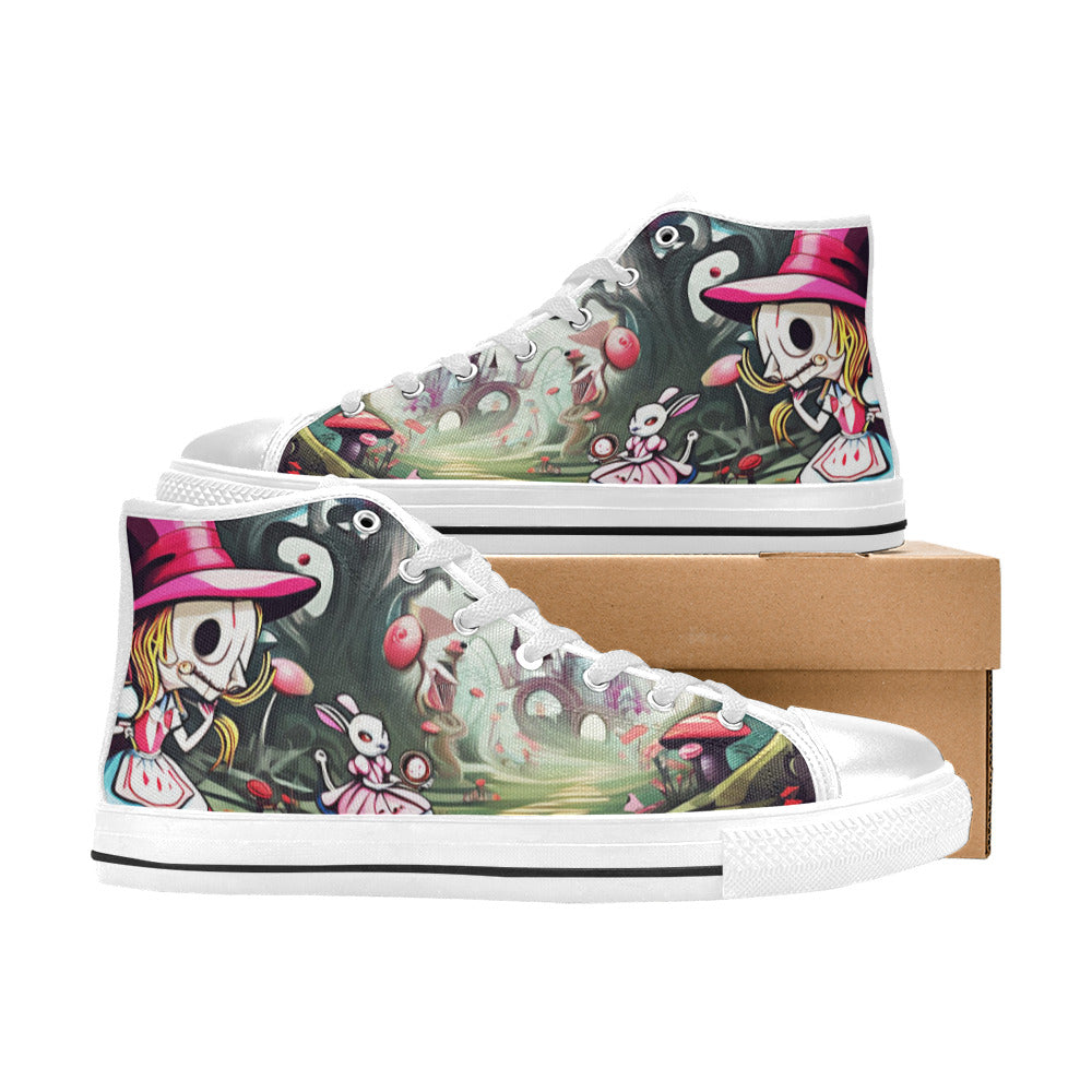 WOMEN'S Evil Wonderland World High Top Canvas Dark Academia Custom Sneakers