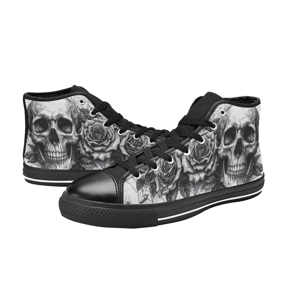 Goth Skull Art Women's Dark Gothic High Top Canvas Shoes | Freaky Shoes®