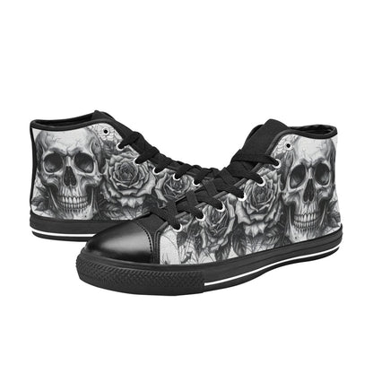 Goth Skull Art Women's Dark Gothic High Top Canvas Shoes | Freaky Shoes®