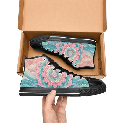 MEN'S Pastel Wave Mandala High Top Canvas Grunge Custom Shoes