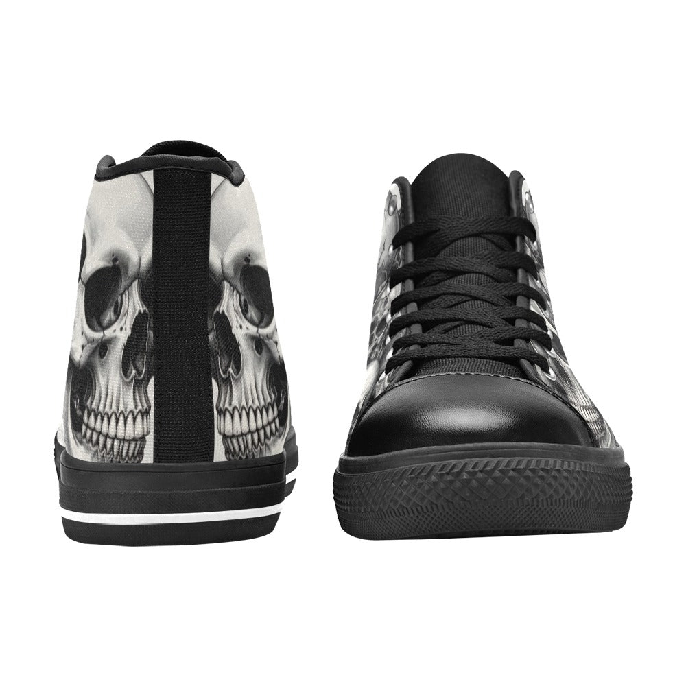Gothic Skull Rose Men's Dark Art Canvas High Top Shoes | Freaky Shoes®
