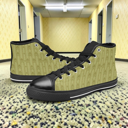 Men's Fluorescent Light Backrooms Level 0 Print -4 Sides hand-made high-top canvas shoes — unique wearable art by Freaky