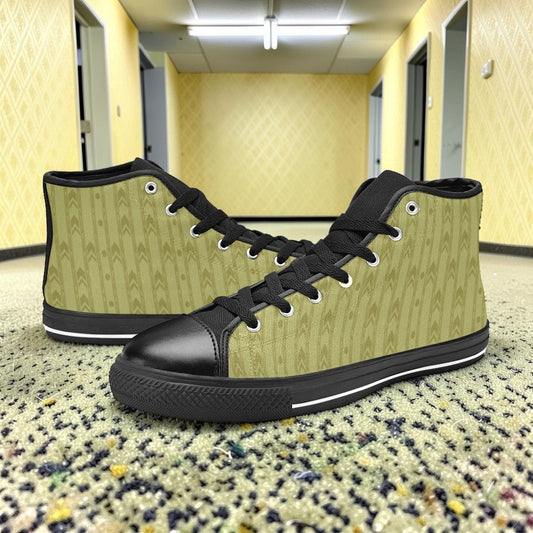Men's Fluorescent Light Backrooms Level 0 Print -4 Sides hand-made high-top canvas shoes — unique wearable art by Freaky