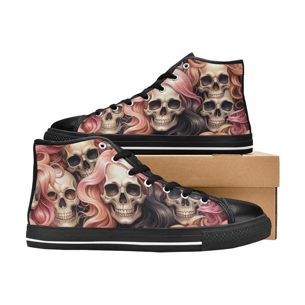 WOMEN'S Dark Feminine Flowing Hair High Top Canvas Y2K Custom Shoes