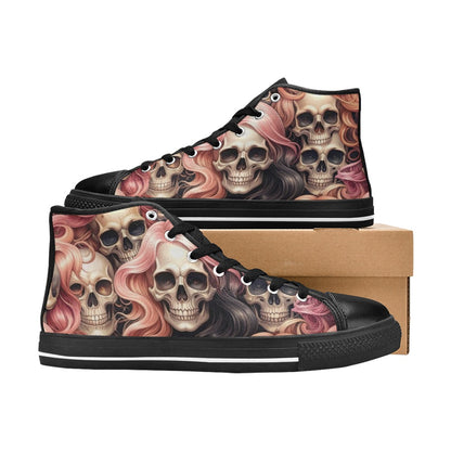 WOMEN'S Dark Feminine Flowing Hair High Top Canvas Y2K Custom Shoes