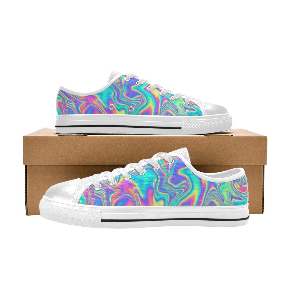 MEN'S Holographic Tribal Blaze 4 Low Top Canvas Surreal Custom Sneakers