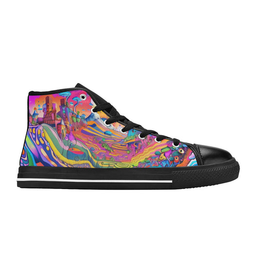 MEN'S Trippy World Art 3 High Top Canvas Wallpaper Art Custom Sneakers