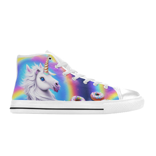 WOMEN'S Unicorn Donuts High Top Canvas Vivid Custom Shoes