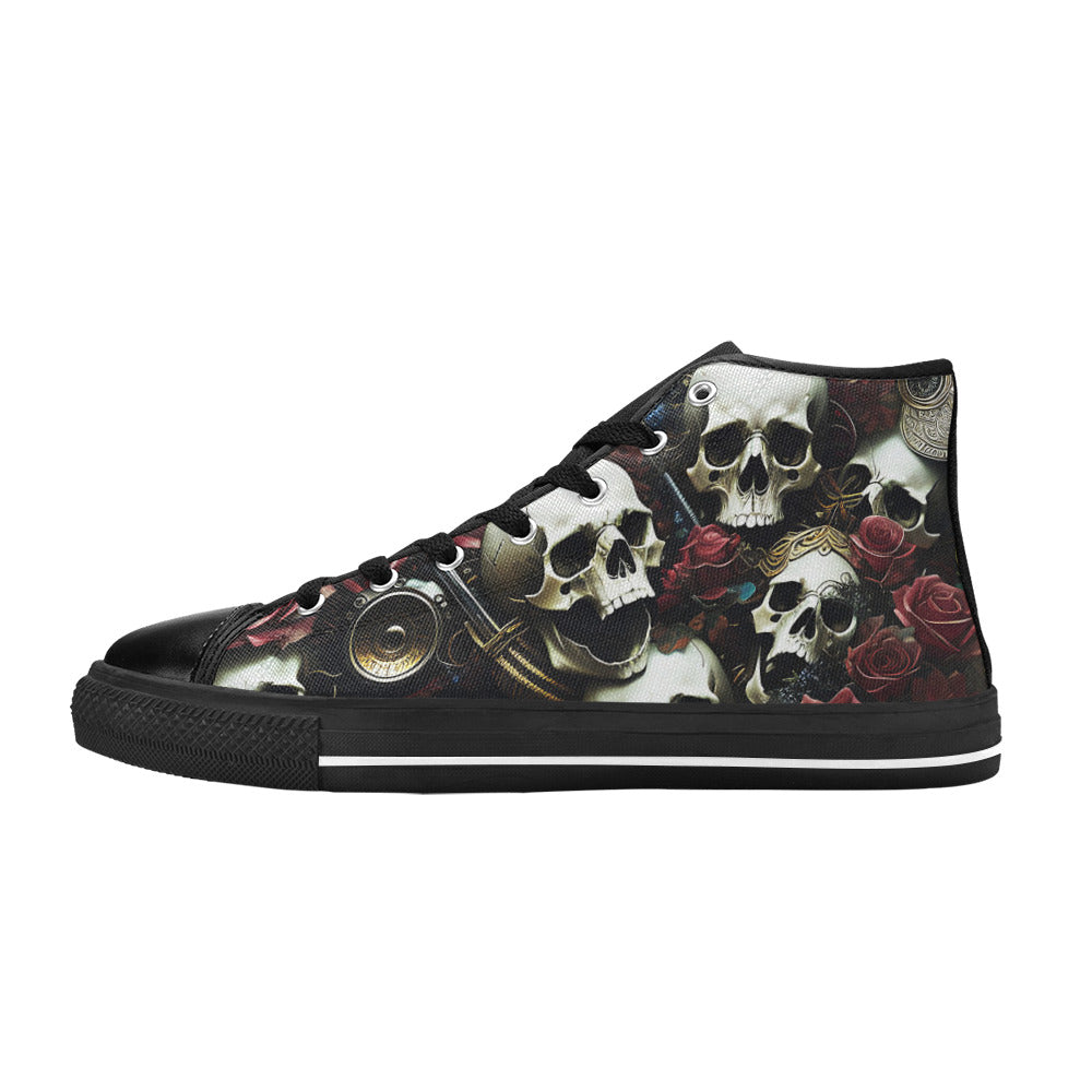 MEN'S Rose Skulls Dark 4 High Top Canvas Cottagecore Shoes