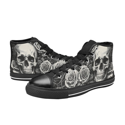 Skull Art Dark Gothic Women's High Top Canvas Shoes | Freaky Shoes®