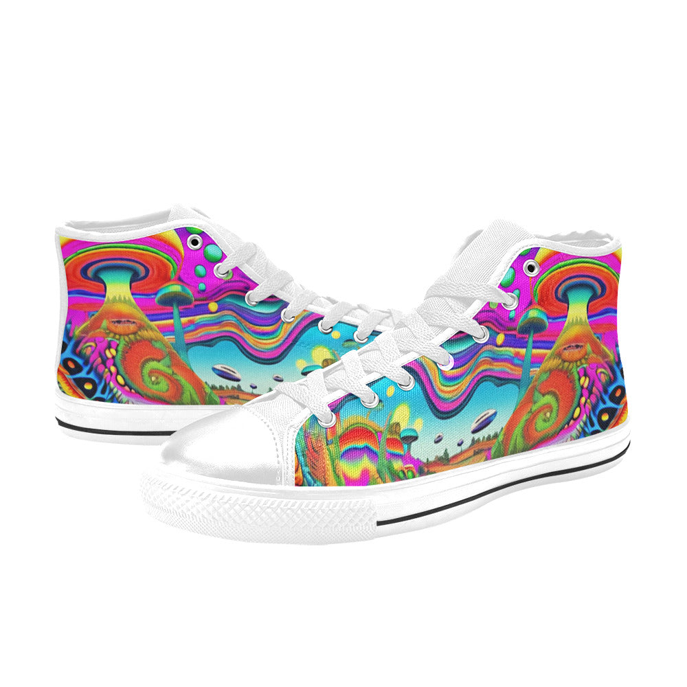 MEN'S Trippy World Art 36 High Top Canvas Dark Academia Shoes