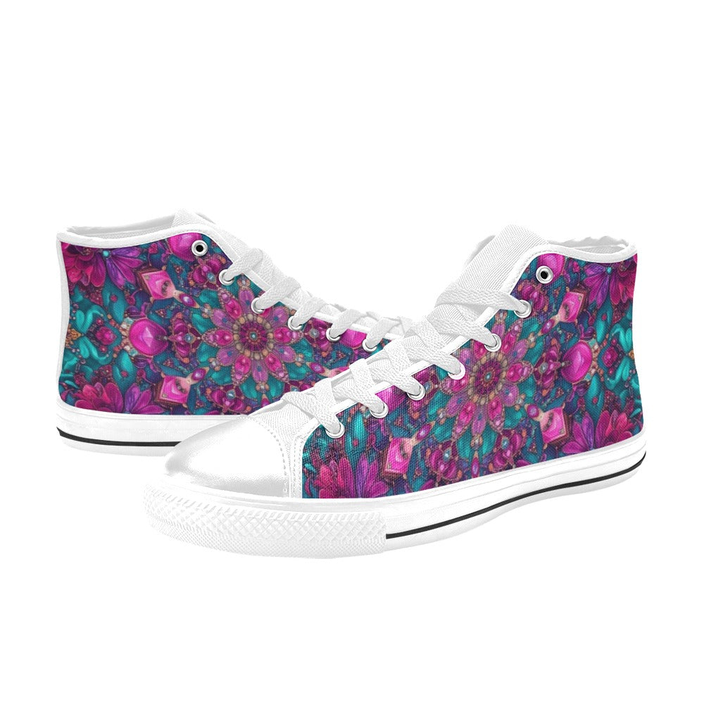 WOMEN'S Feminine Jeweled Skull High Top Canvas Dreamcore Shoes