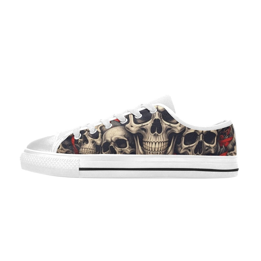 WOMEN'S Patriotic Skull Flag Low Top Canvas Y2K Sneakers