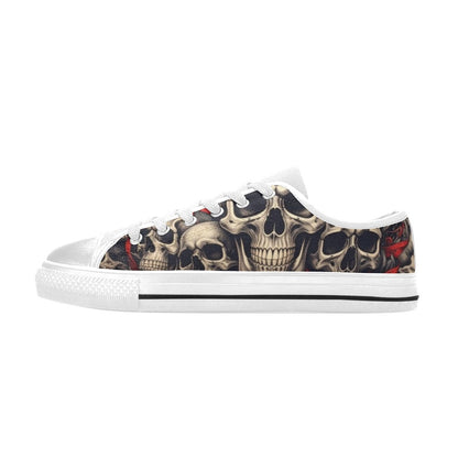 WOMEN'S Patriotic Skull Flag Low Top Canvas Y2K Sneakers
