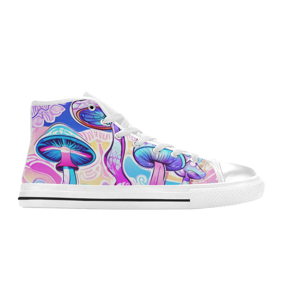 WOMEN'S Magic Mushrooms Art 4 High Top Canvas Grunge Custom Sneakers