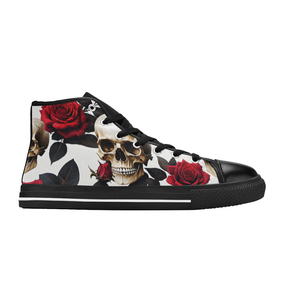 MEN'S Skulls Roses Deluxe Men’S High Top Canvas Neon Fantasy Custom Shoes