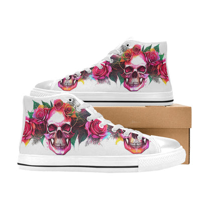 WOMEN'S Skulls Roses Deluxe 11 High Top Canvas Y2K Shoes