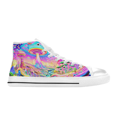 WOMEN'S Trippy World Art 5 High Top Canvas Dark Academia Shoes